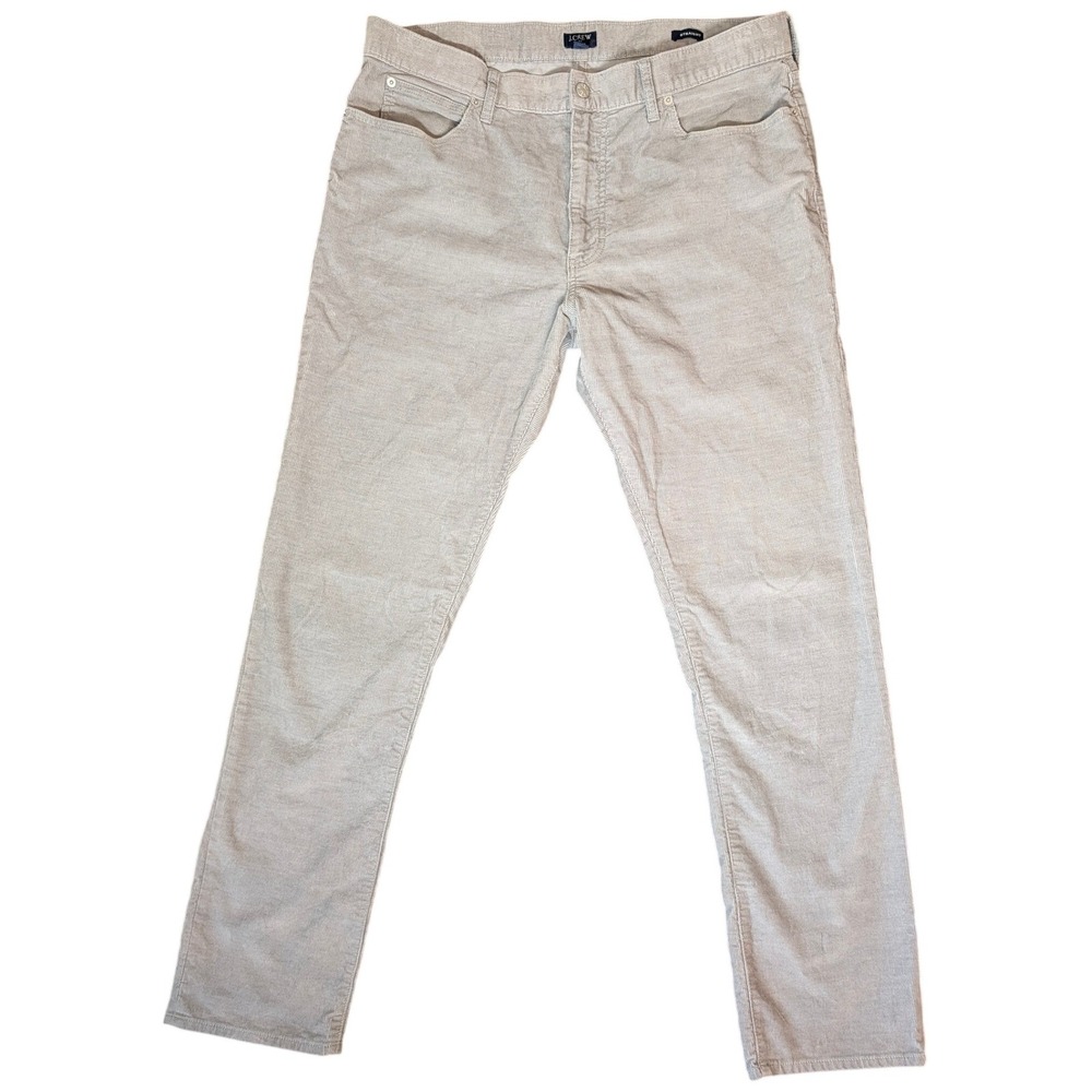 J.Crew Flex Straight Corduroy Pants Mens 36x34 Gray Fine Wale Cord 5 Pocket